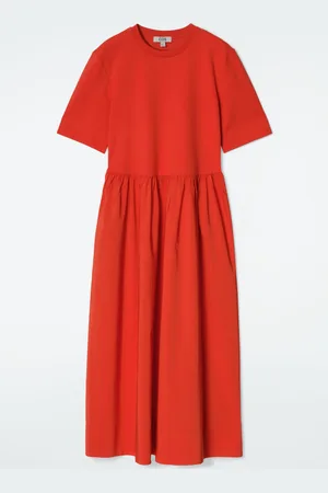 COS CONTRAST-PANEL MIDI DRESS