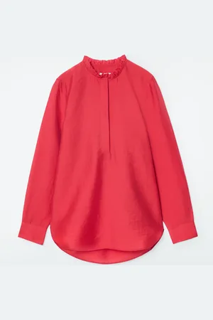 COS RUFFLE-COLLAR TEXTURED BLOUSE