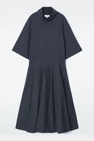 COS FUNNEL-NECK PANELED MIDI DRESS