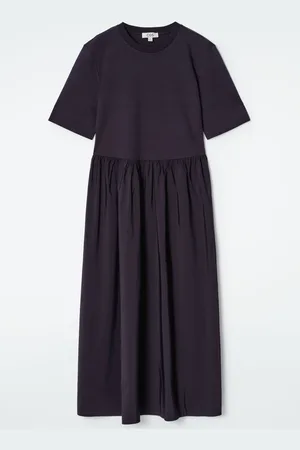COS CONTRAST-PANEL MIDI DRESS