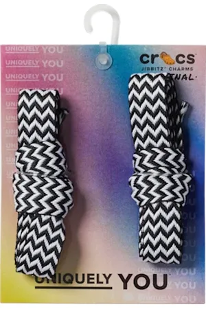 Crocs Zigzag Flat Laces 2 Pack Blk/Whi