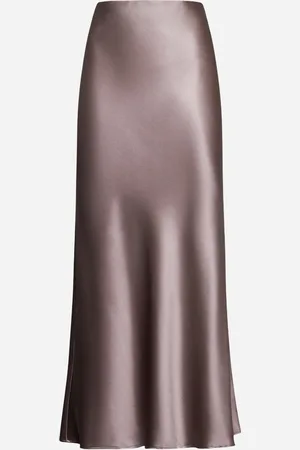 BLANCA Taupe satin Garra long skirt
