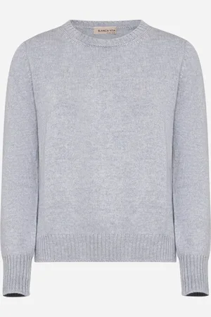 BLANCA Grey virgin wool crewneck sweater