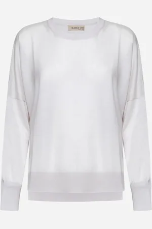 BLANCA Grey virgin wool oversize crewneck sweater