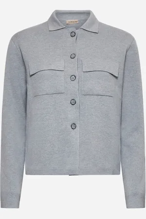 BLANCA Grey wool, viscose and cashmere knit jacket
