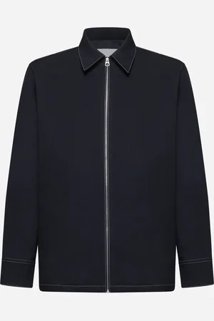 Jil Sander Blue gabardine zip-up shirt
