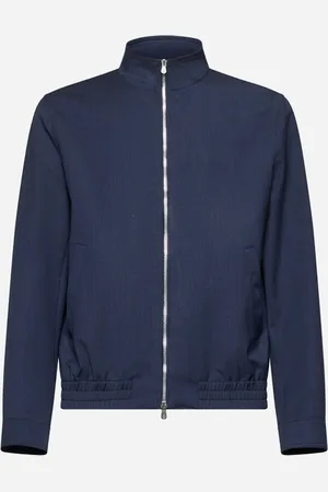 Brunello Cucinelli Blue virgin wool canvas bomber jacket