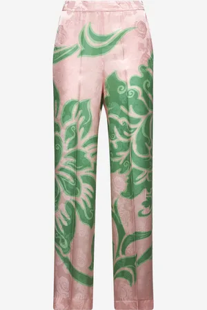Etro Pink jacquard printed palazzo trousers