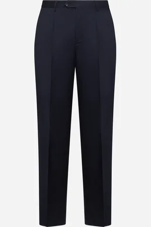 Etro Blue wool one-pleat trousers