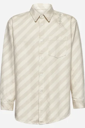 Marni Beige striped denim boxy shirt