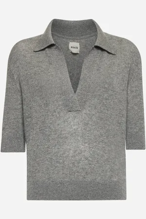 Khaite Grey cashmere Shrunken Jo polo shirt