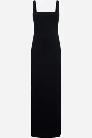 BLANCA Black stretch jersey Ake long dress