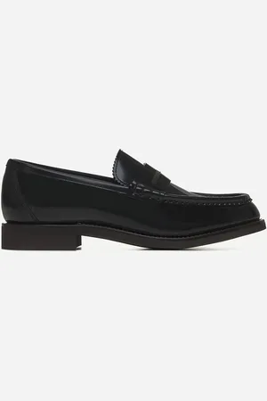 Brunello Cucinelli Black leather Shiny Detail Penny Loafer