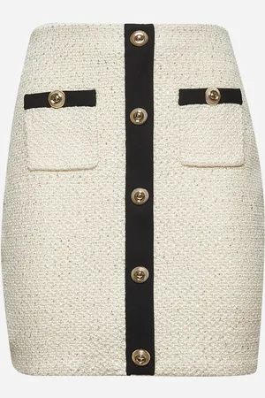 Self-Portrait Cream sequin knit mini skirt
