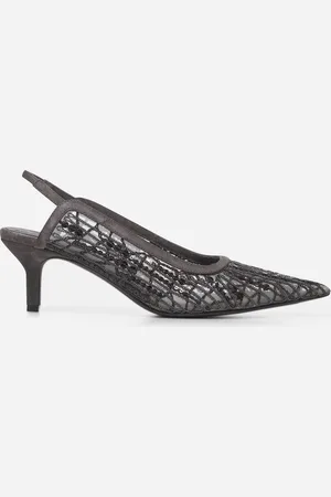 Brunello Cucinelli Brown mesh embroidered slingback