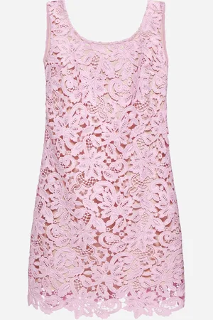 Self-Portrait Pink floral lace mini dress