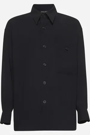 Giorgio Armani Blue wool crepe loose fit shirt