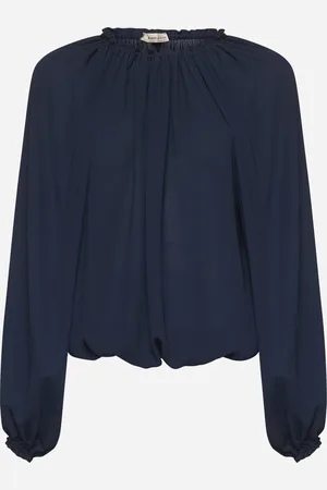 BLANCA Blue crepe Cherry blouse