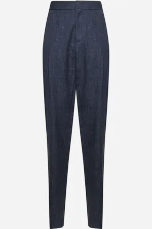 Giorgio Armani Blue canvas one-pleat trousers