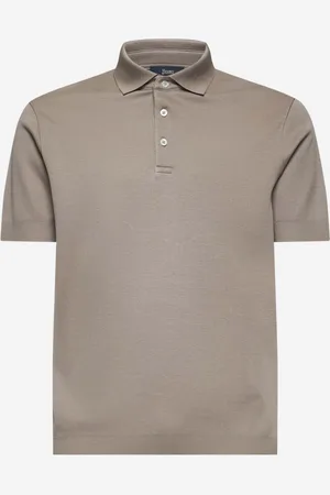 HERNO Taupe knit effect jersey polo shirt