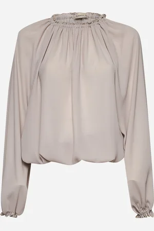 BLANCA Grey crepe Cherry blouse