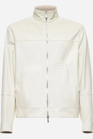 Brunello Cucinelli Ivory nappa leather reversible bomber jacket