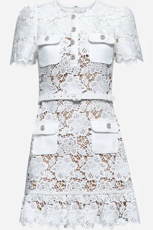 Self-Portrait White floral lace mini dress