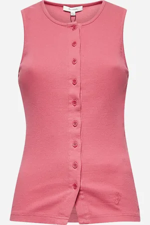 J.W.Anderson Pink ribbed cotton logo tank top
