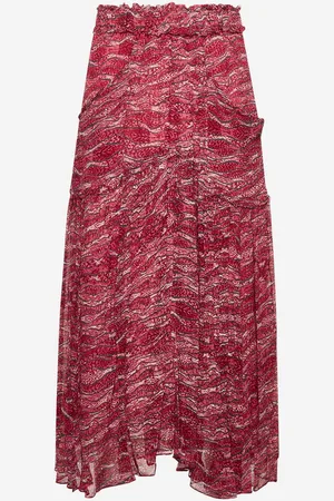 Marant Etoile Red printed muslin Veronique long skirt