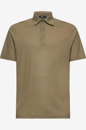 HERNO Taupe voile crepe jersey polo shirt