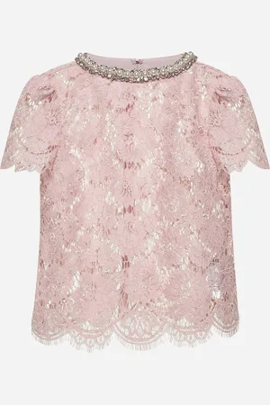 Self-Portrait Pink floral lace embellished top