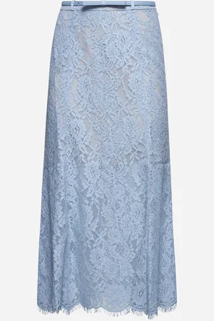 Self-Portrait Light blue sequin lace midi skirt