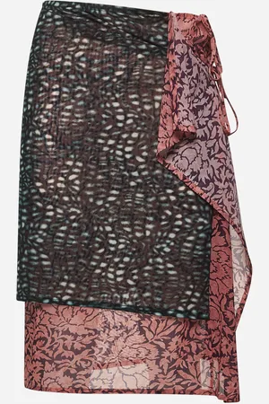 DRIES VAN NOTEN Printed nylon mesh layered skirt