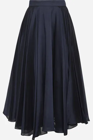 BLANCA Blue muslin Gaudia full midi skirt