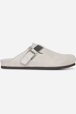 Brunello Cucinelli Grey suede monili clogs