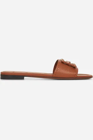 Fendi Brown leather Baguette slides
