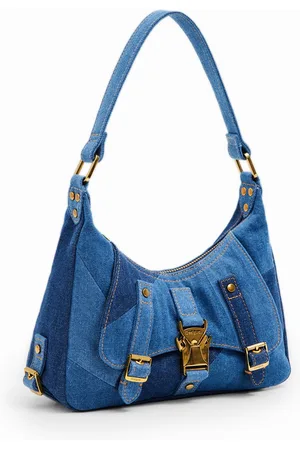 Desigual Large Denim Patchwork Bag in Blue