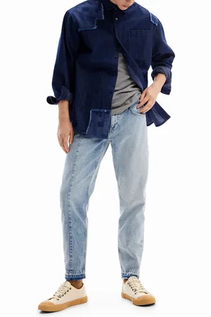 Desigual Denim shirt with embroidery and patches.