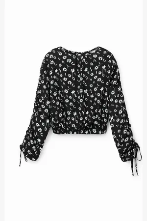 Desigual Short gathered floral blouse