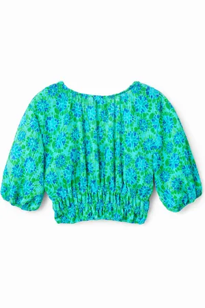 Desigual Short tie-dye puff-sleeve blouse