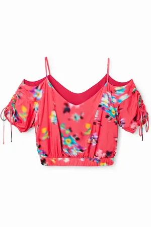 Desigual Short gathered floral blouse