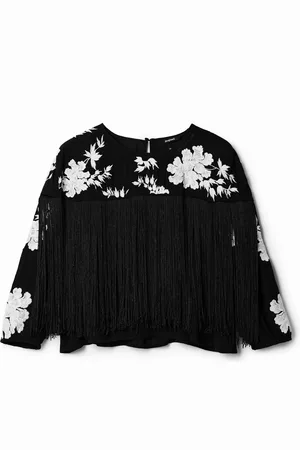 Desigual Fringed embroidered blouse