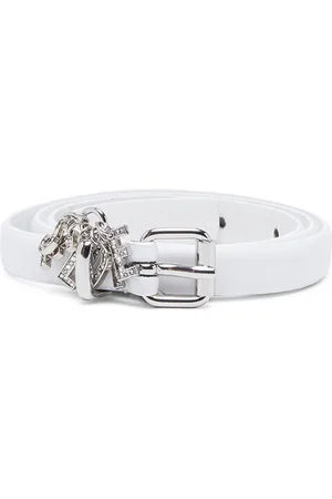 Diesel Leather belt with crystal logo charms Belts
