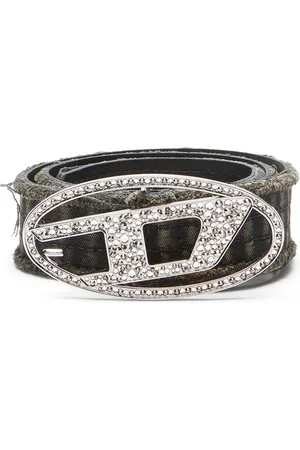 Diesel Canvas and leather belt with crystals Belts
