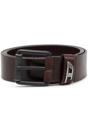 Diesel Shiny leather belt with logo loop Belts