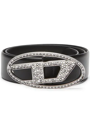 Diesel Leather belt with crystal buckle Belts