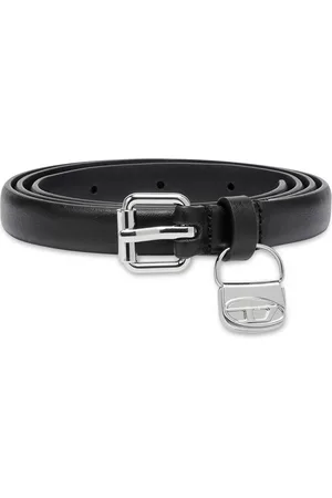 Diesel Slim leather belt with 1DR bag charm Belts