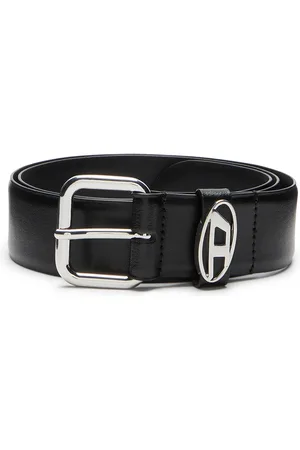 Diesel Logo plaque embellished leather belt Belts