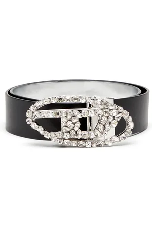 Diesel Reversible leather belt with crystal buckle Belts