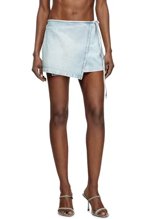 Diesel Short wrap skirt in herringbone denim Skirts